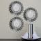 9.5" Brushed Silver Floral Sunburst Mirrors, 3ct.